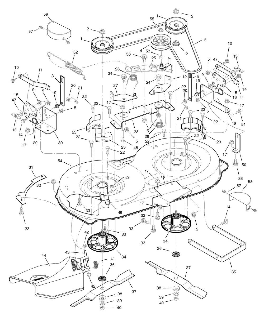 Mower Housing Diagram and Parts List for 405020X51A 2007 Briggs and Stratton Lawn Tractor